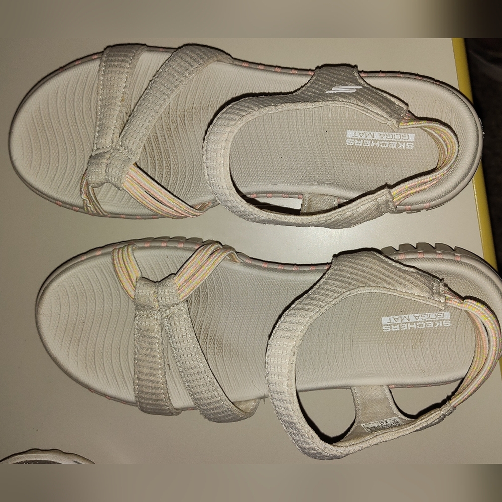 Skechers Cream Comfort Sandals with Adjustable Straps